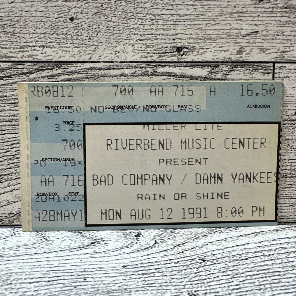 Bad Company Damn Yankees Concert Ticket Stub 8-12-1991 Riverbend Music Center -6